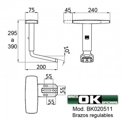 2D adjustable arms for office chairs.