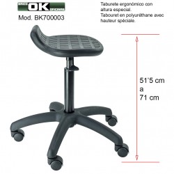 Tabouret en polyuréthane avec vérin à gaz.