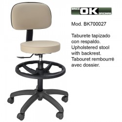 Tabouret rembourré avec dossier.