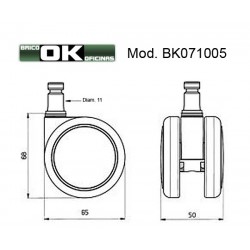 Juego de ruedas de goma para silla de oficina giratoria 11/65 mm