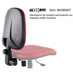 Permanent contact mechanism with upholstered backrest.