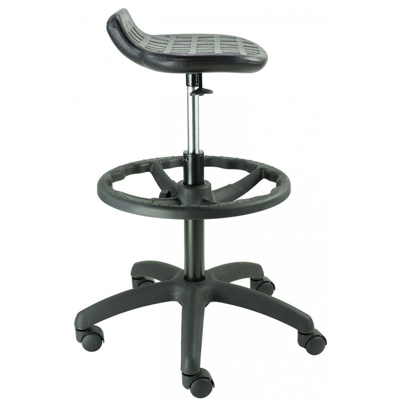 Polyurethane stool with anatomical seat.