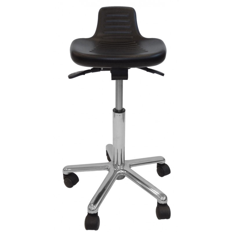 Polyurethane stool with seat inclination.