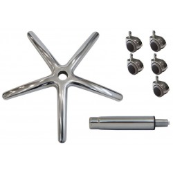 Aluminum base, wheels and gas for office chairs.