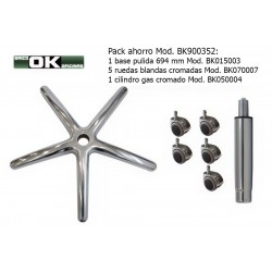 Base de aluminio, ruedas y gas para siilas de oficina.