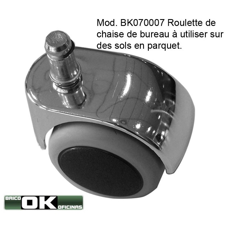 Roulette moderne Gravity chromée diamètre 65 mm à tige filetée de 10mm