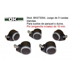 Roues pour chaises de bureau. Goupille 10 mm.