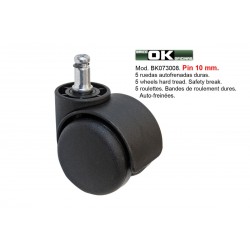 Self-braking wheels for office chairs. Pin 10 mm.