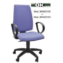 Office chair with permanent contact of the backrest.