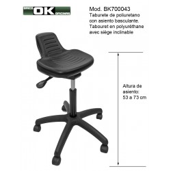 Polyurethane stool with seat inclination.